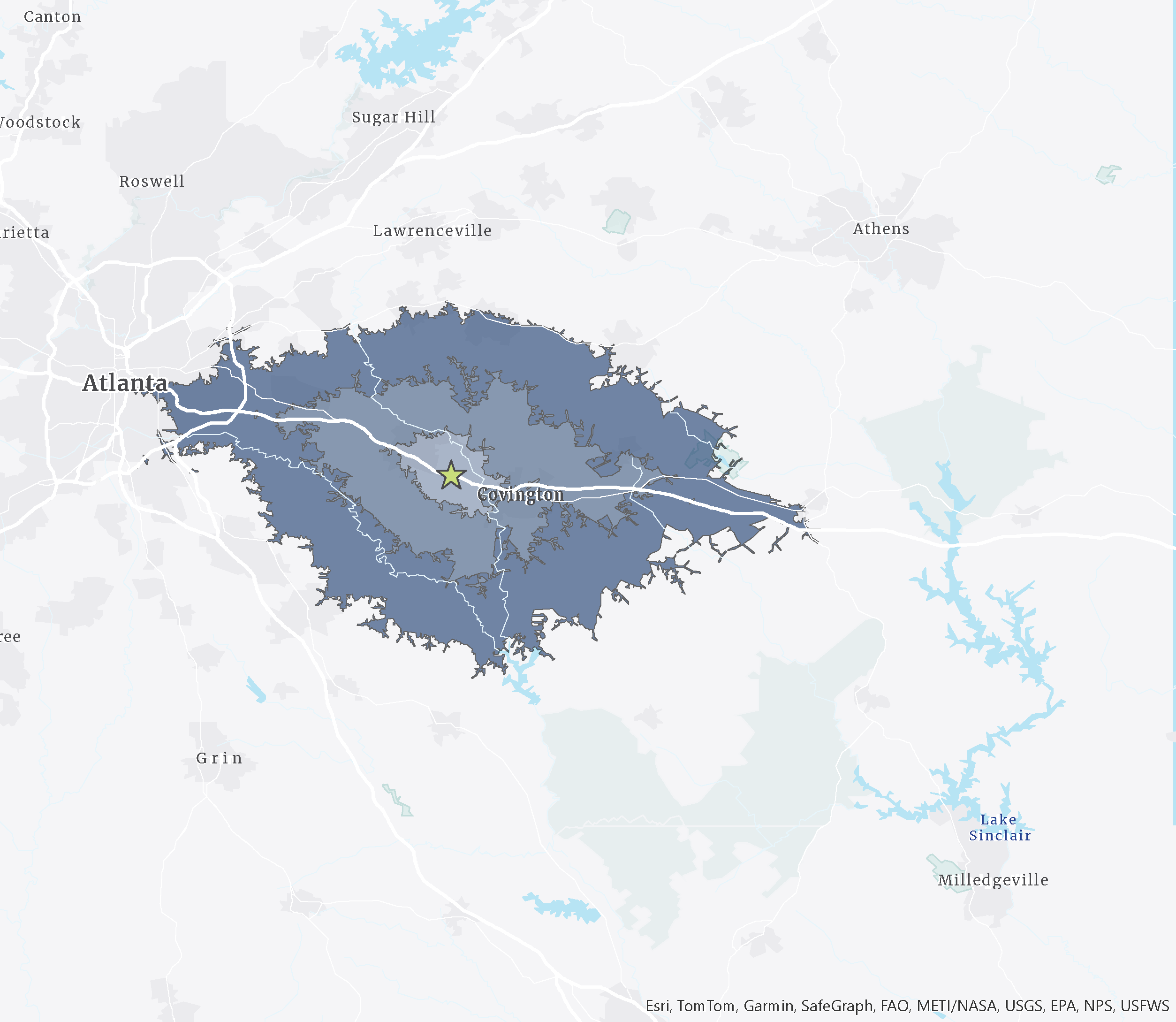 30-Minute Drive-Time Map